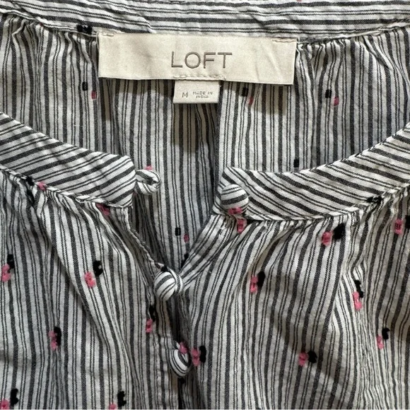 LOFT Women's Pinstripe Blouse - Black, White, and Red - Picture 2 of 6